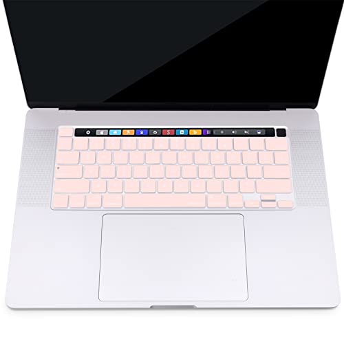 MOSISO Keyboard Cover Compatible with MacBook Pro 13 inch M2 2023, 2022, 2021 2020 M1 A2338 A2289 A2251&Compatible with MacBook Pro 16 2020 2019 A2141 Touch ID,Protective Silicone Skin, Chalk Pink - color: Chalk Pink