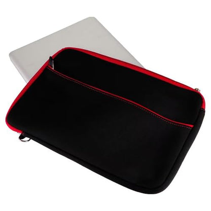 Neoprene 13.3 inch Laptop Sleeves, Slim Computer Bag for 13 in Notebooks, Tablets, Protective Cover for Men and Women - color: Black / Red