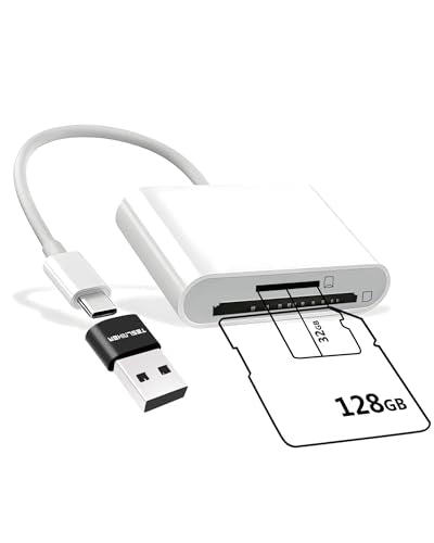 USB C SD Card Reader for iPhone iPad, Teslniher Micro SD Card Reader Memory Card Reader for iPhone 16 15 iPad Pro Air MacBook Pro/Air iMac USB C Phone Tablet, Plug and Play - size: 2 Slots
