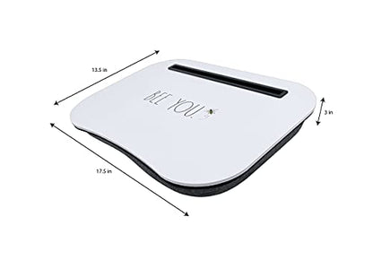 Rae Dunn Lap Desk - Laptop Pillow Lap Desk - Portable Work Table with Cushion for Bed, Couch, Car - Use for Writing, Reading, Eating and Computer Use - Suitable for Kids and Adults - size: 17.25” x 13.5” x 2” (extra long media slot)