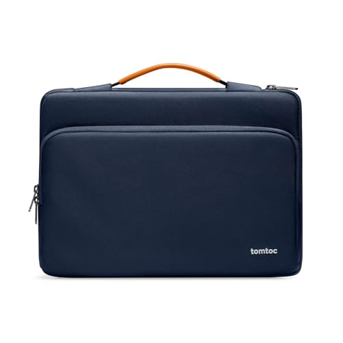 tomtoc 360 Protective Laptop Carrying Case for 2026 16-inch MacBook Pro M5 Pro/Max A3428 A3429, M4/M3/M2/M1 Pro/Max, Water-Resistant Laptop Bag Sleeve with Accessory Pocket for The New Razer Blade 15 - color: Navy Blue, size: 16 Inch for MacBook Pro
