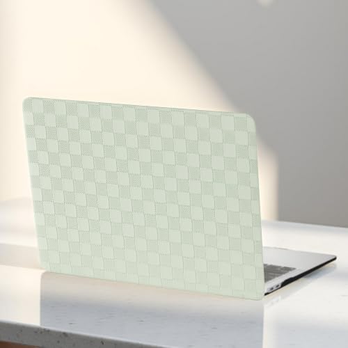 for MacBook Neo Case 13-Inch,Checkerd Print,Leather Textured | Logo Cutout，Keyboard Skin, Anti-Fingerprint, Anti-Scratch, Slim, Lightweight, Mint Green - color: Checkerboard Mint Green