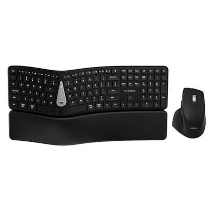 Ergonomic Keyboard Mouse Wireless Combo, Full Size Bluetooth Split Keyboard with Wrist Rest, 4 Level DPI Ergo Mouse for Windows Mac OS Computer, Black - color: Black