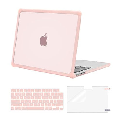 MOSISO Compatible with MacBook Air 13 inch Case M5 2026 M4 M3 M2 2025-2022 | A3449 A3240 A3113 A2681, 3 in 1 Kit Crack-Resistant Heavy Duty Protective Hard Shell Case Cover with TPU Bumper, Pink - color: Pink