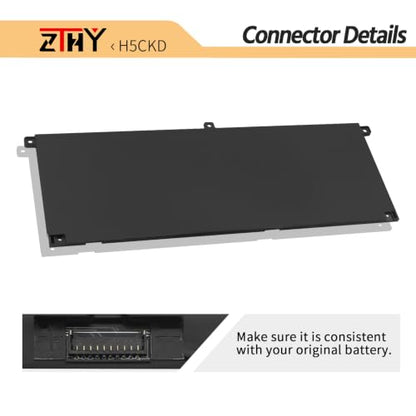 53Wh H5CKD Laptop Battery for Dell Inspiron 5400 5406 7405 7300 7306 7500 | 7506 2-in-1 Silver 5300 5301 5401 5402 5408 5409 5501 5502 5508 5509 Latitude 3410 3510 3120 3140 Vostro 5300 5301 5502 15V - size: 10.04*3.90*0.24 inch H5CKD