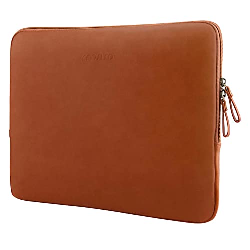 MOSISO Laptop Sleeve Bag 13.3 inch PU Leather Padded Bag Waterproof Case | Compatible with MacBook Air/Pro, 13-13.3 inch Notebook, Compatible with MacBook Pro 14 2026-2021 M5 M4 M3 M2 M1, Brown - color: Brown, size: 13.3 inch