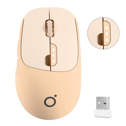 SEUNKWANG Dual-Mode Wireless Mouse with Visible Battery Indicator, Silent Rechargeable Bluetooth & 2.4G Computer Mouse, 1600 DPI, One-Click Desktop Privacy Key, Portable Mice for Laptop/PC/Mac - Pink - color: Pink