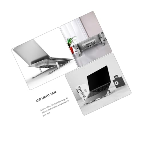 BESPORTBLE Aluminum Alloy Laptop Cooler Stand with RGB LED Fan Adjustable Height USB Cooling Pad for Gaming Laptops and Notebooks Silver
