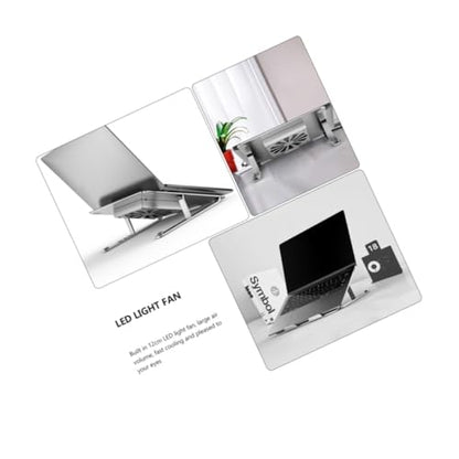 BESPORTBLE Aluminum Alloy Laptop Cooler Stand with RGB LED Fan Adjustable Height USB Cooling Pad for Gaming Laptops and Notebooks Silver