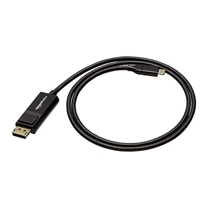 Amazon Basics Bi-Directional USB-C to DisplayPort Cable, 4K@60Hz, Compatible with MacBook Pro/Air and Thunderbolt 3, 3 ft, Black - size: 3 ft