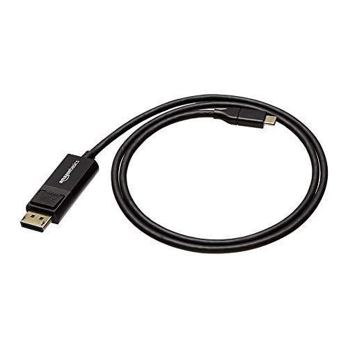 Amazon Basics Bi-Directional USB-C to DisplayPort Cable, 4K@60Hz, Compatible with MacBook Pro/Air and Thunderbolt 3, 3 ft, Black - size: 3 ft