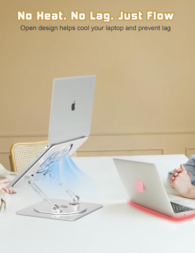 Adjustable Laptop Stand for Desk-360° Rotating Foldable Laptop Holder Ergonomic Laptop Riser for MacBook Pro/Air Dell HP Lenovo Notebook up to 16.3",Silver - color: Silver