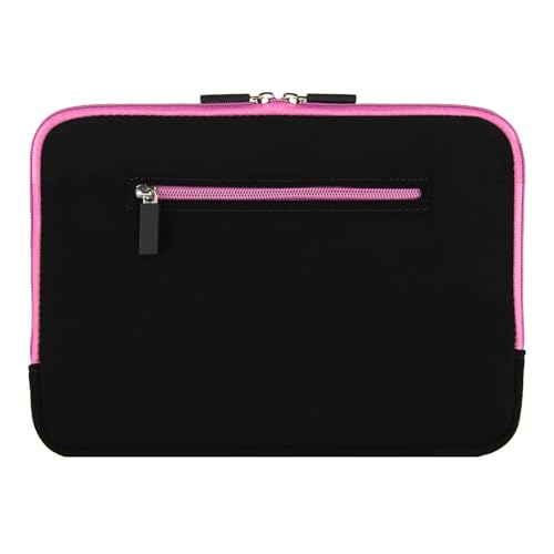 Neoprene Laptop Sleeve for 13 13.3 Inch Laptops, Tablets, Slim Protective Case with Extra Padding for Men and Women, with Storage Pocket - color: Black / Pink