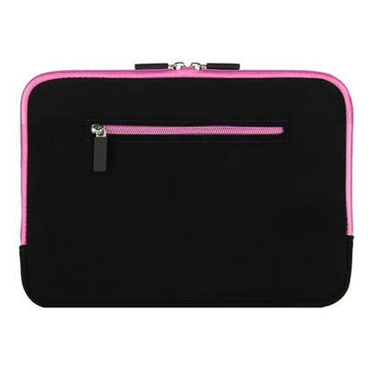 Neoprene Laptop Sleeve for 13 13.3 Inch Laptops, Tablets, Slim Protective Case with Extra Padding for Men and Women, with Storage Pocket - color: Black / Pink