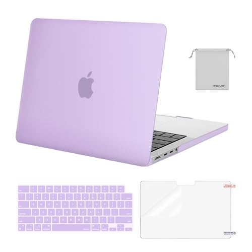 MOSISO Compatible with MacBook Pro 14 inch Case M5 2026 M4 2025 M3 M2 M1 2024-2021 A3427 A3426 A3434 A3112 A3185 A3401 A2918 A2992 A2779 A2442,Hard Case&Keyboard Skin&ScreenFilm&Pouch, Light Purple - color: Light Purple