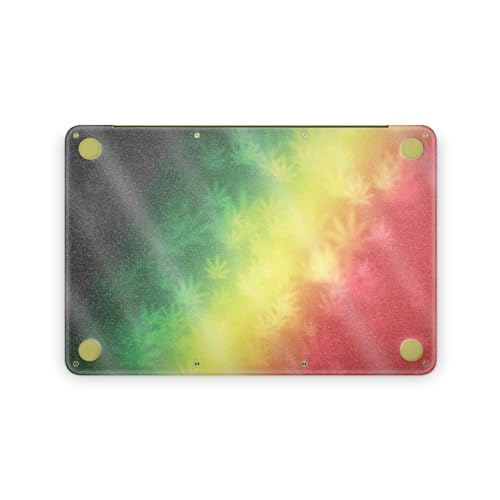 Glossy Glitter Laptop Skin Compatible with Apple MacBook Neo - Rasta Rainbow - Premium 3M Vinyl Protective Wrap Decal Cover - Easy to Apply | Crafted in the USA by MightySkins - color: Rasta Rainbow, size: MacBook Neo Full Cover Skin, style: Glossy Glitte
