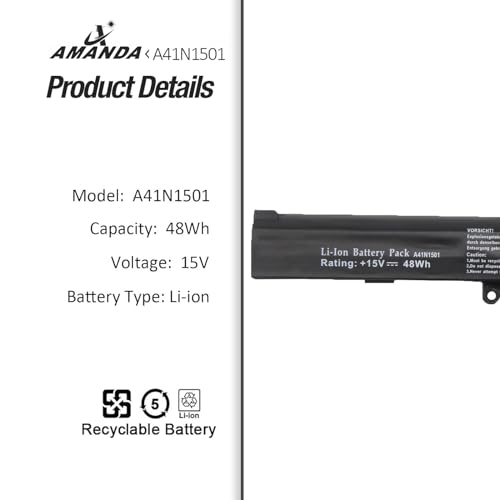 AMANDA A41N1501 Battery 15V 48Wh Replacement for ASUS ROG G752VW GL752VL GL752VW N752VW N552V N552VX N752V Series A41LK9H L41LK2H 0B110-00360000 0B110-00360100