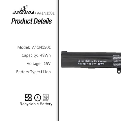 AMANDA A41N1501 Battery 15V 48Wh Replacement for ASUS ROG G752VW GL752VL GL752VW N752VW N552V N552VX N752V Series A41LK9H L41LK2H 0B110-00360000 0B110-00360100