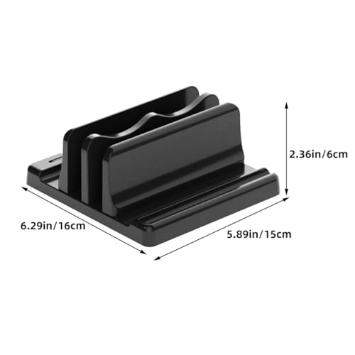 NOLITOY Vertical Laptop and Book Stand Desktop Organizer Rack with Dual Slots Black Space-Saving Holder for Office Reading and Document Display