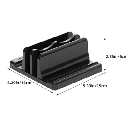 NOLITOY Vertical Laptop and Book Stand Desktop Organizer Rack with Dual Slots Black Space-Saving Holder for Office Reading and Document Display