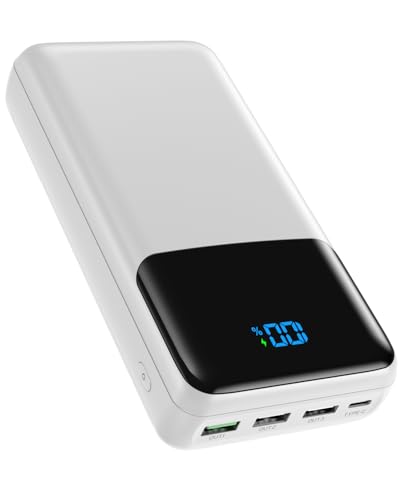 Portable Charger Power Bank 50000mAh, USB-C PD 30W Fast Charging, High Capacity External Battery Pack for Camping, Portable Phone Charger for iPhone 17/16/15/14/13/12/11 Samsung Android (White) - color: White