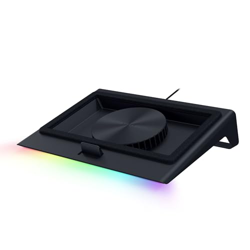 Razer Laptop Cooling Pad - Smart Cooling pad for 14‘-18’ laptops - airtight Pressure Chamber (Customizable Fan Curves, 3-Port USB-A hub, Removable Multi-Function Buttons) Black