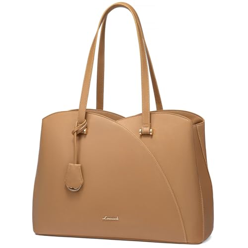 LOVEVOOK Laptop Tote Bag for Women 17.3 Inch, Teacher Work Tote Bags Laptop Bag, Leather Computer Bag Large Purses Handbag Professional Briefcase, Camel - color: Camel, size: 17.3 Inch