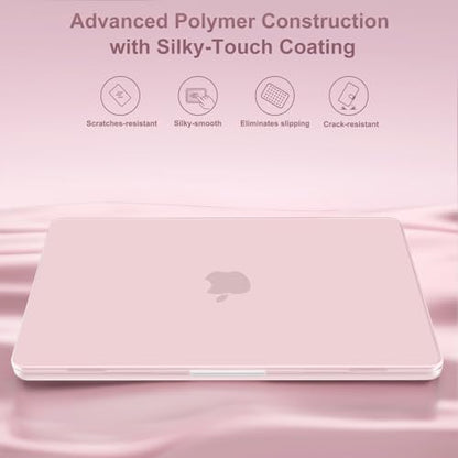 MOSISO Compatible with MacBook Air 15 inch Case M5 2026 M4 M3 M2 2025-2023 | A3448 A3241 A3114 A2941, Scratch-Resistant Protective Hard Shell Case&Keyboard Cover&ScreenFilm&Pouch, Baby Pink - color: Baby Pink