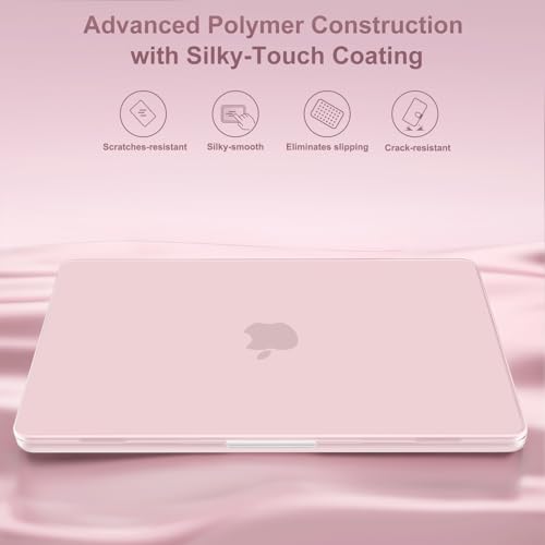 MOSISO Compatible with MacBook Air 13 inch Case M5 2026 M4 M3 M2 2025-2022 | A3449 A3240 A3113 A2681, Hard Shell&Keyboard Cover&Screen Film&Pouch for MacBook Air 13.6 inch Case, Baby Pink - color: Baby Pink