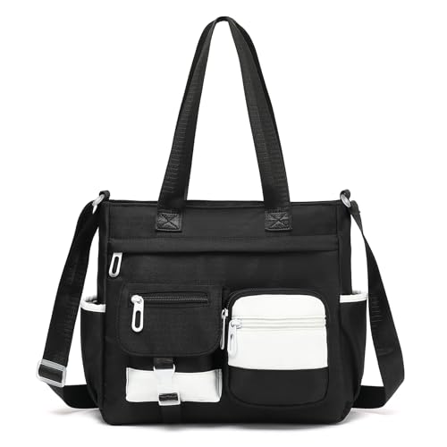 Phaoullzon Kawaii Messenger Bag Cute Purse Girls/Teens Crossbody Tote for Work - color: Black, style: Large(can Fit 14" Laptop)