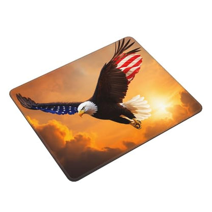 American Flag Eagle Gaming Computer Keyboard Cute Mouse Pad with Anti-fray Stitching, Premium-Textured Alfombrilla para Mouse with Non-Slip Rubber Base, 10 x 12 inch - color: American Flag Eagle