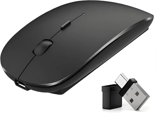 Rechargeable Bluetooth Mouse for Laptop,Wireless Mouse for MacBook air/mac/MacBook pro,Mouse jiggler Bluetooth 5.2/3.0 and 2.4GHz USB Type-C