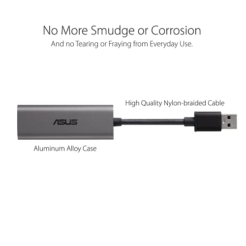 ASUS USB-C2500 2.5G Ethernet USB Adapter Supports Wired Network Connection Mac OS, Linux, Windows, Backward Compatible on 1G/100Mbps, Ideal for Gaming, TAA Compliant