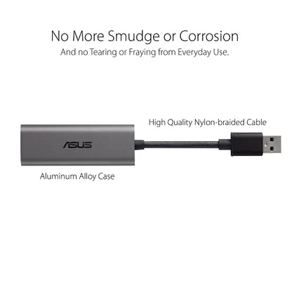 ASUS USB-C2500 2.5G Ethernet USB Adapter Supports Wired Network Connection Mac OS, Linux, Windows, Backward Compatible on 1G/100Mbps, Ideal for Gaming, TAA Compliant