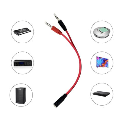 3.5MM Auditory Y Splitter Cable 20CM 1 Male/Female to 2 Male/Female for Headphones and Microphone Flat Wire Headsets Microphone - color: 2 female and 1 male