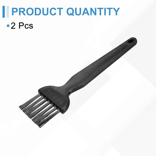 HARFINGTON 2pcs Antistatic Brush 25x30mm Portable PP Handle Nylon Anti Static Cleaning ESD Brushes for Electronics Computer Keyboard, Black
