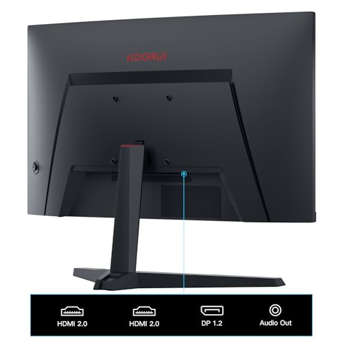 KOORUI 24 inch Curved Gaming Monitor 180Hz FHD 1080P, 1ms 1500R Display | Adaptive Sync, 99% sRGB, HDMI×2 and DisplayPort, Eye Care, VESA, Tilt, FPS & Console Gaming, Bedroom/Dorm Setup - size: 24inch 180Hz/FHD/Curved
