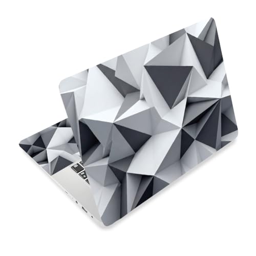 3Pcs White Geometric Laptop Skin Sticker Universal Removable Vinyl Stickers Fits for 12.1 13 14 15.6 16 Inch Waterproof Notebook Decal Cover Gift - color: white and silver