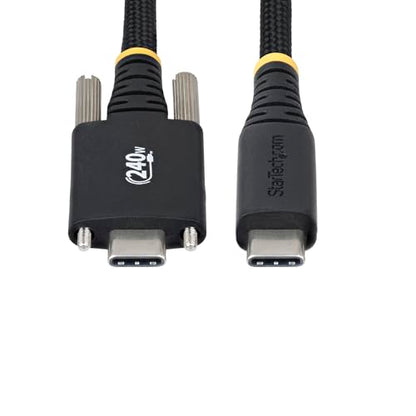 StarTech 10ft/3m USB-C to USB-C Screw Locking Cable (S2CEPR3M-USBSL-CABLE) | USB-IF Certified, 240W 5A PD 3.1 EPR, Side screw locking, USB 2.0 480Mbps, Ultra-Flexible, 2.0 Laptop, M2 screw lock, Black - size: 10 ft