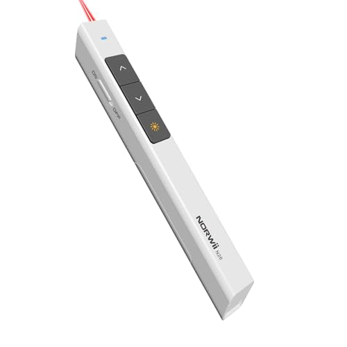Norwii Wireless Presentation Clicker, PowerPoint Clicker with Laser Pointer | Presentation Remote for PowerPoint Presentations, Plug & Play USB Slide Advancer, Compatible with Mac/Windows/Linux/Android - color: White