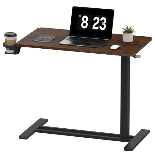 FLEXISPOT Adjustable C Table with Wheels, Mobile Snack Side End Table Sofa Couch Bedside Table Laptop Rolling Cart TV Tray Night Stand for Small Space Side Table(31.5" W x 17.7" D,Rustic Brown) - color: Rustic Brown, size: 32x18