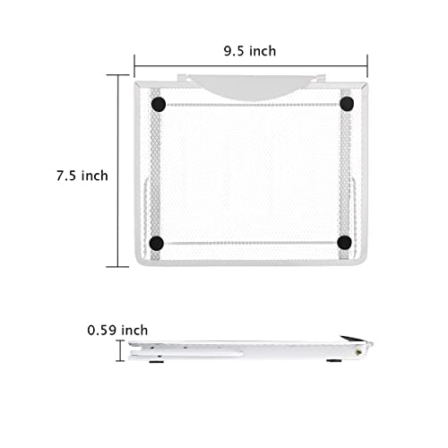 Ergonomic Laptop Tablet Stand Metal Mesh Ventilated Desktop Adjustable Computer Holder Riser Compatible with Apple MacBook Air Pro Dell XPS HP Samsung Lenovo More Laptops up to 16" (White) - color: White