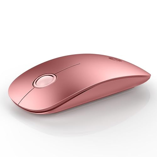 RAPIQUE Bluetooth Wireless Mouse, BT5.1+2.4G Slim Dual Mode, Rose Gold | Quiet clicks, Low Power, 1600 DPI, USB-A Receiver, Portable design, Works with MacBook, Laptop, iPad Pro/Air and Tablet - color: Rose Gold