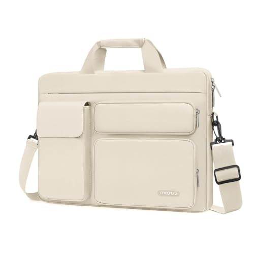 MOSISO Laptop Shoulder Bag 16 inch, 15-15.6 inch Computer Bag | Compatible with MacBook Pro 16 inch, HP, Dell, Lenovo with 2 Raised&1 Flapover&1 Horizontal Pocket&Handle&Belt, Sand - color: Sand, size: 16 inch