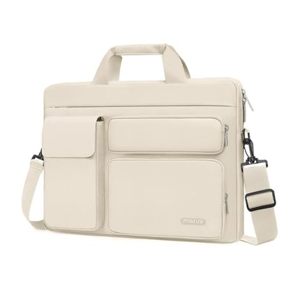 MOSISO Laptop Shoulder Bag 16 inch, 15-15.6 inch Computer Bag | Compatible with MacBook Pro 16 inch, HP, Dell, Lenovo with 2 Raised&1 Flapover&1 Horizontal Pocket&Handle&Belt, Sand - color: Sand, size: 16 inch