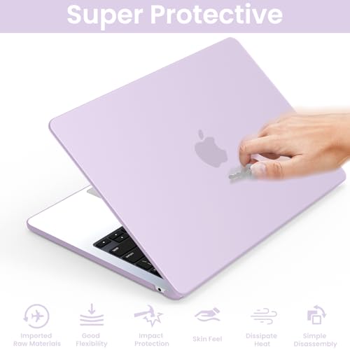 AKIT Compatible with MacBook Air 13 inch Case 2026 2025 2024-2022 M5 M4 M3 M2 Model A3449 A3240 A3113 A2681, Protective Laptop Hard Shell for Mac Air 13.6" + Keyboard & Screen Cover, Lavender Purple - color: Lavender Purple