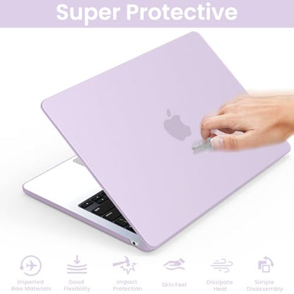 AKIT Compatible with MacBook Air 13 inch Case 2026 2025 2024-2022 M5 M4 M3 M2 Model A3449 A3240 A3113 A2681, Protective Laptop Hard Shell for Mac Air 13.6" + Keyboard & Screen Cover, Lavender Purple - color: Lavender Purple