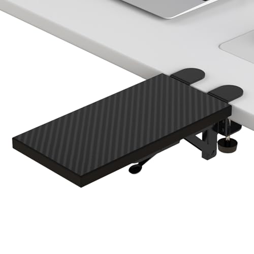 Sisyphy Ergonomics Desk Extender Tray, 11.8x5.9" Punch-Free Clamp on, Foldable Keyboard Drawer Tray, Table Mount Arm Wrist Rest Shelf, Computer Elbow Arm Support - color: Carbon, size: 5.9*11.8"(30*15cm)