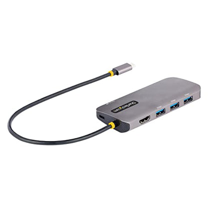 StarTech 6-in-1 USB-C Hub, 4K HDMI HDR10, 3X USB-A 5Gbps, GbE, 100W | USB 5Gbps hub, 100W laptop charging, Cable management, Shared USB-C power and USB 2.0 data, macOS iPadOS Linux ChromeOS - style: 6-IN-1