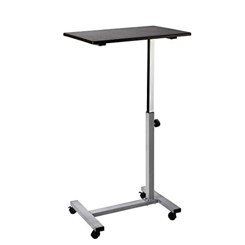 Seville Classics Airlift Height Adjustable Mobile Rolling Laptop Cart Computer Workstation Desk Table for Home, Office, Classroom, Hospital, w/Wheels, Overbed Sit Stand (24"), Espresso - color: Espresso, size: Overbed Sit Stand (24")